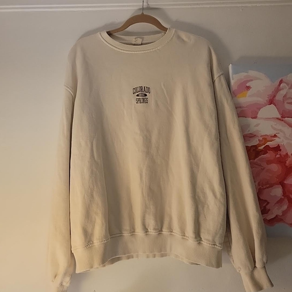 Urban Outfitters Colorado Springs Washed Crew Neck Sweatshirt L Beige - Picture 2 of 8
